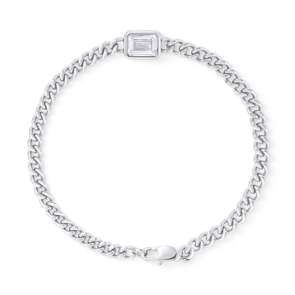 Bracelet Yseult, acier inoxydable, zircon incolore