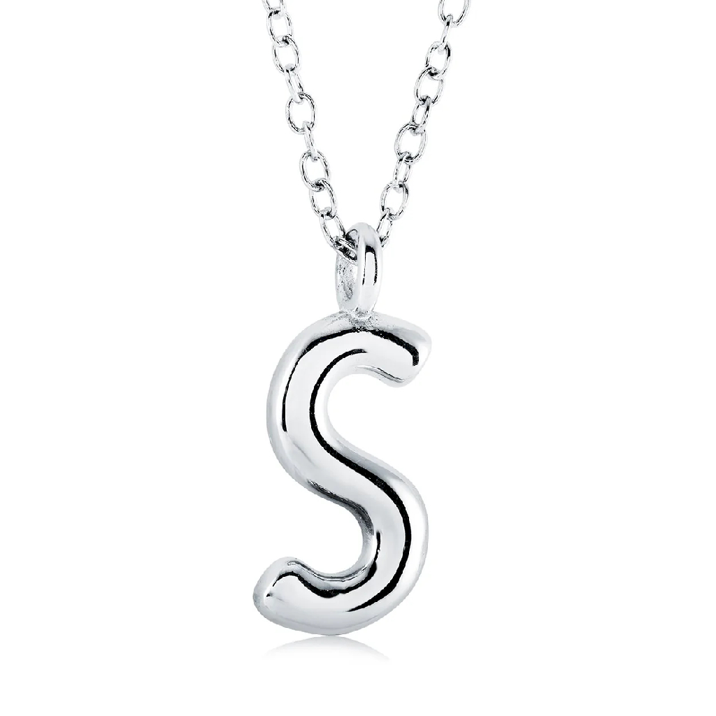 Pendentif lettre S, acier inoxydable