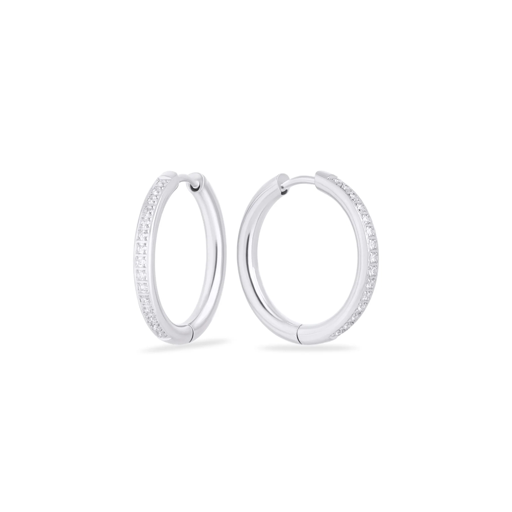 Anneaux acier inoxydable, zircons incolores, 20 millimètres - T217E005AR - Mia