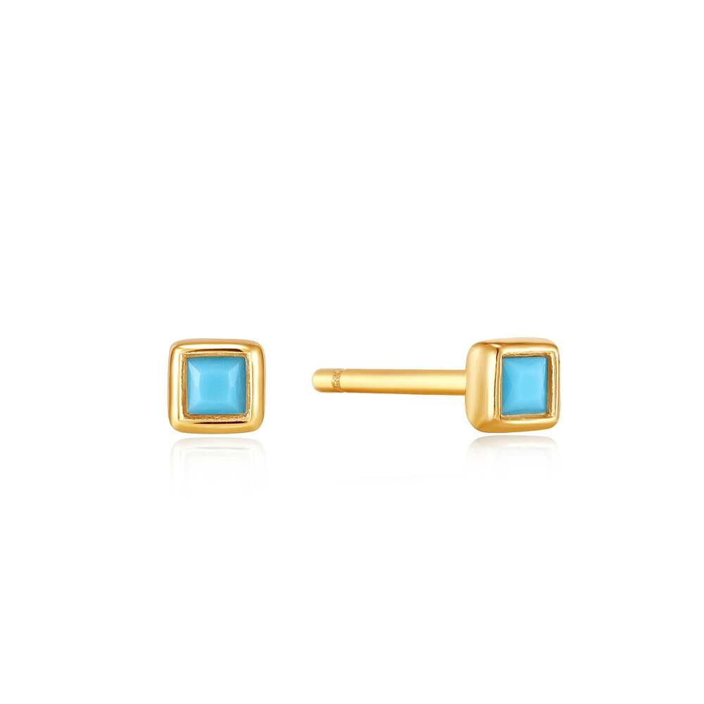 Stud earrings in sterling silver with turquoise and turquoises