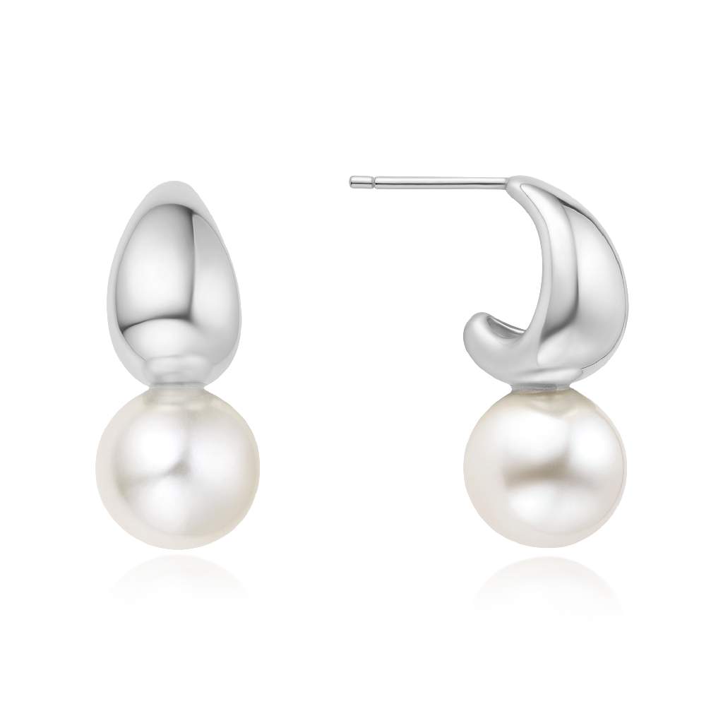Anneaux argent sterling avec perle d’eau douce et perles d’eau douce