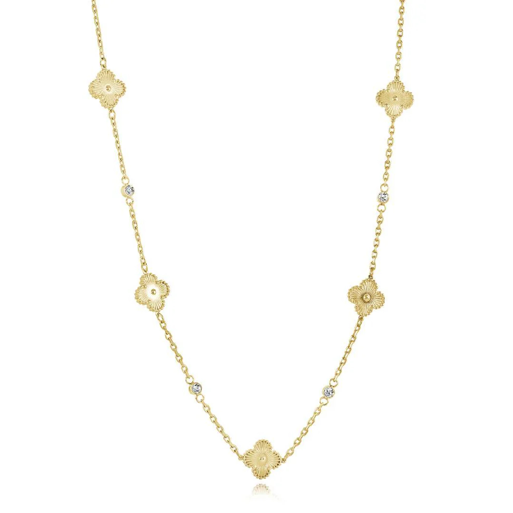 Collier de style Van Cleef, acier inoxydable, zircons incolores Collier de style Van Cleef, acier inoxydable, zircons incolores