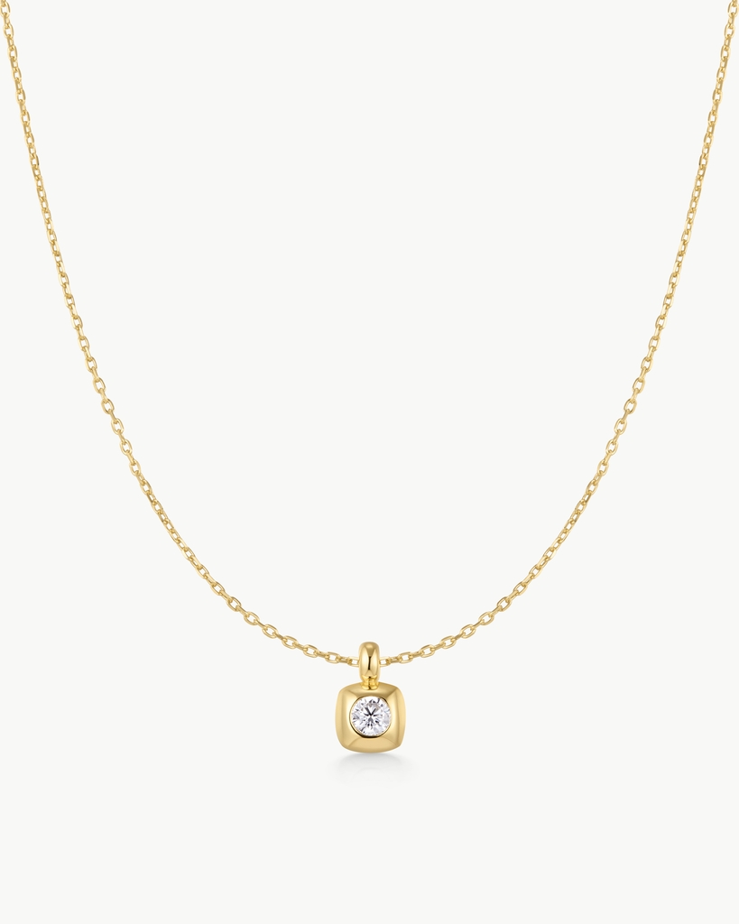 Pendentif solitaire, argent, zircon incolore