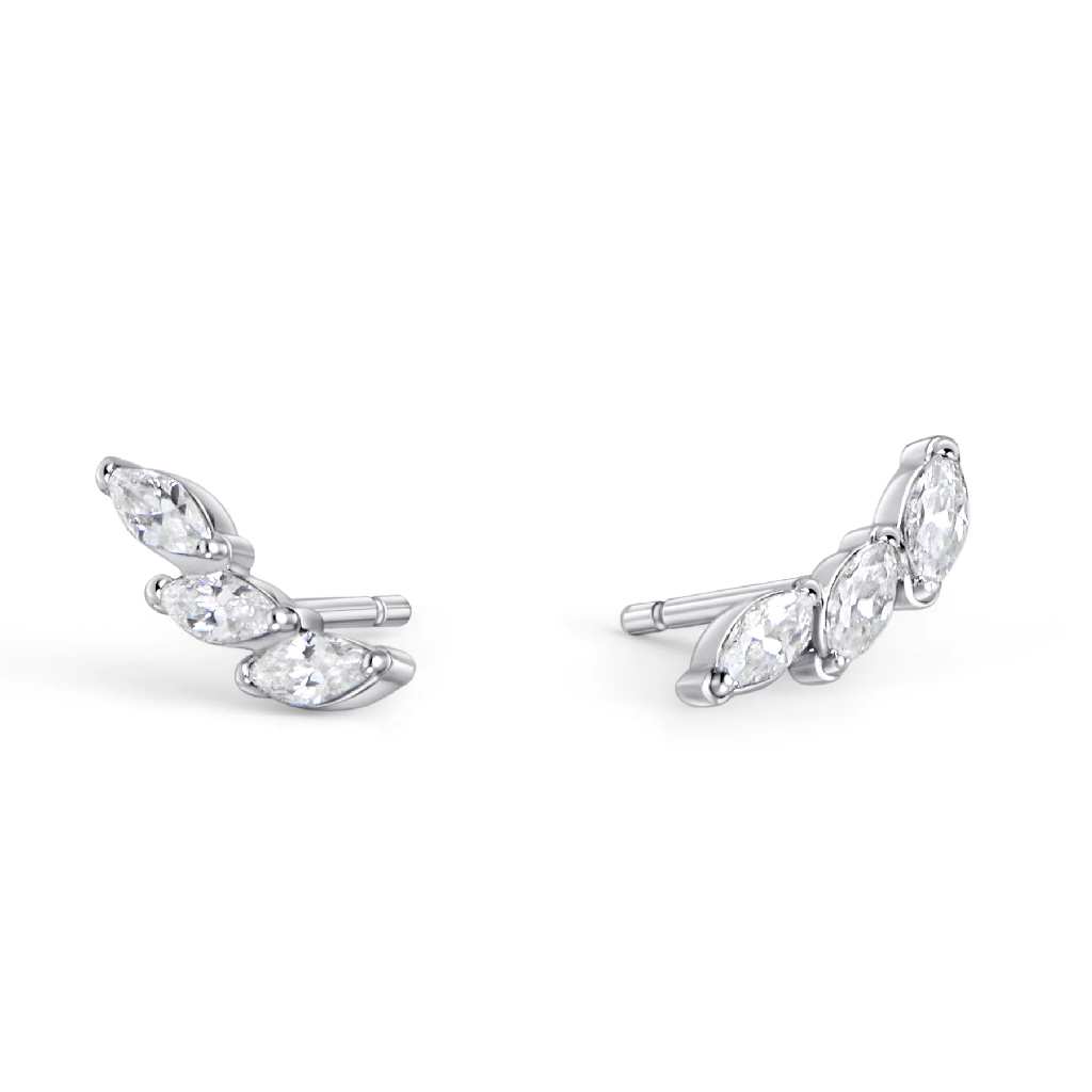 Boucles d'oreilles fixes Angelo, acier inoxydable, zircons incolores