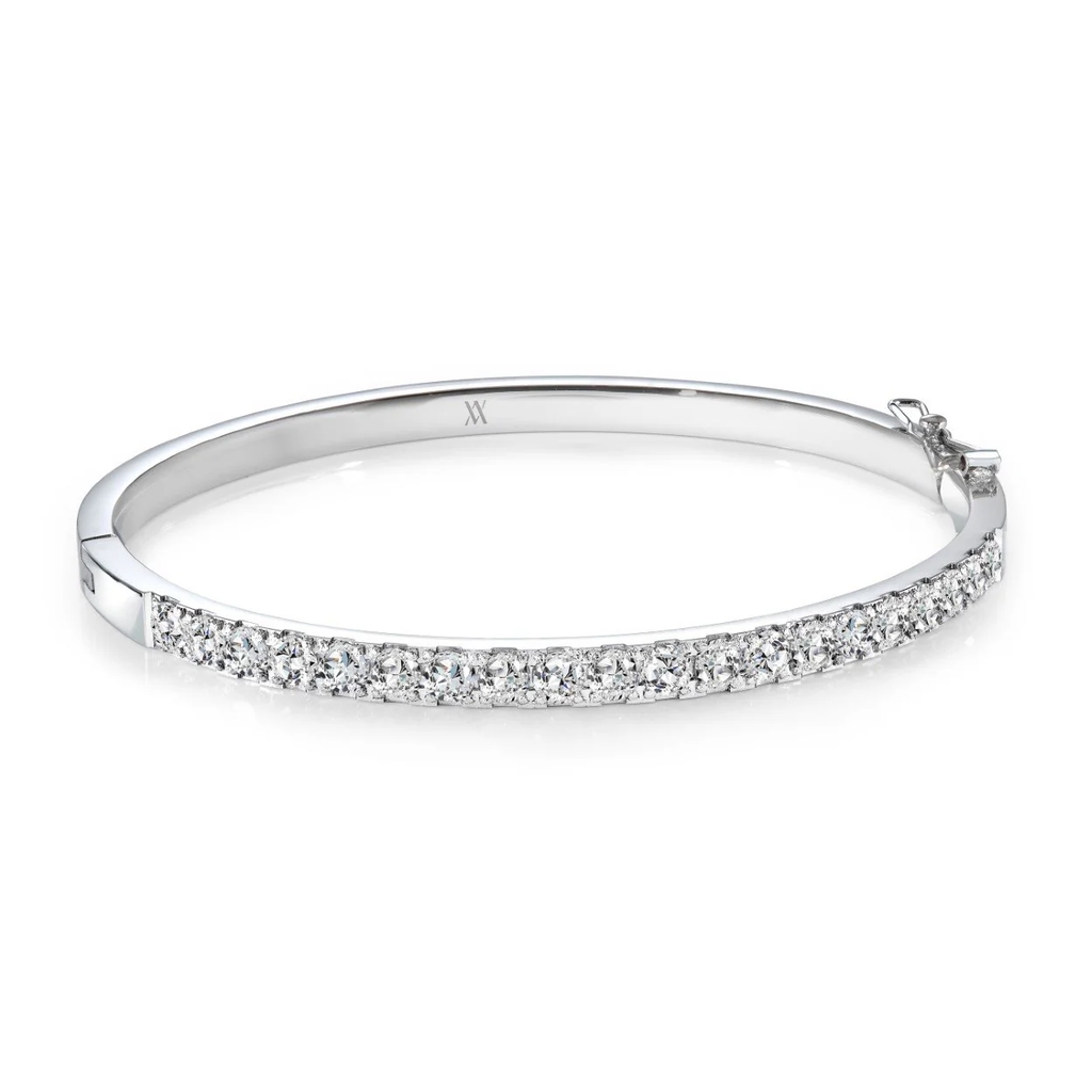 Bracelet rigide, acier inoxydable, zircons incolores