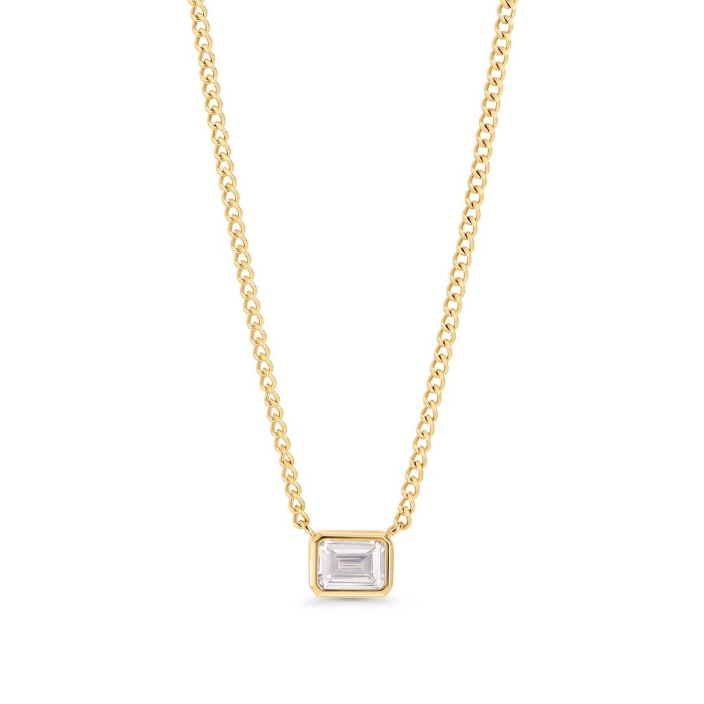 Collier Yseult, acier inoxydable, zircon incolore