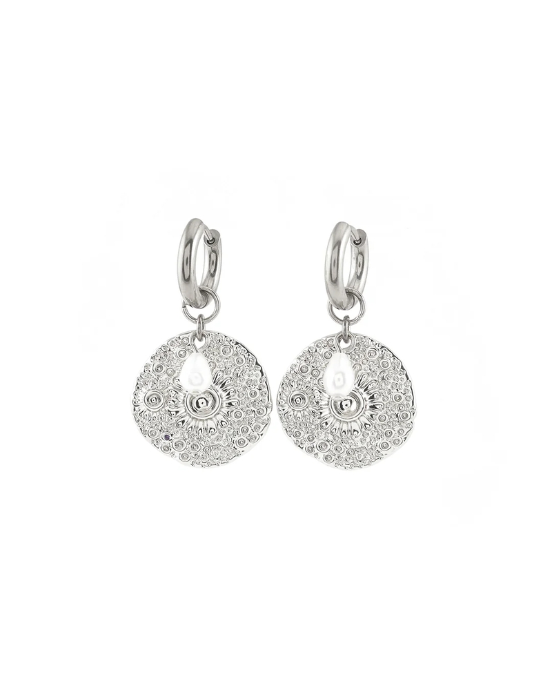 Isla drop earrings stainless steel with pearl - ISLA-SILVER - Welldunn