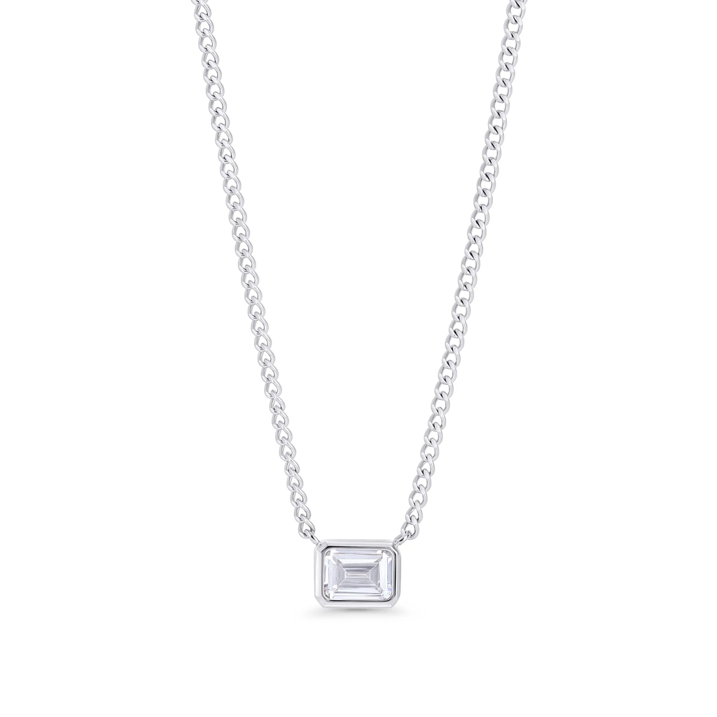 Collier Yseult, acier inoxydable, zircon incolore