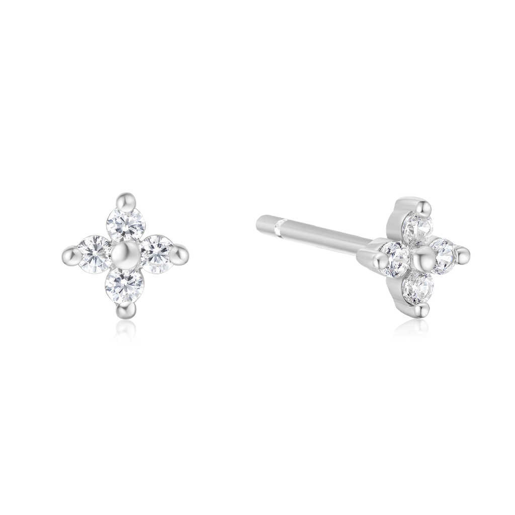 Boucles d’oreilles fixes argent sterling avec zircons