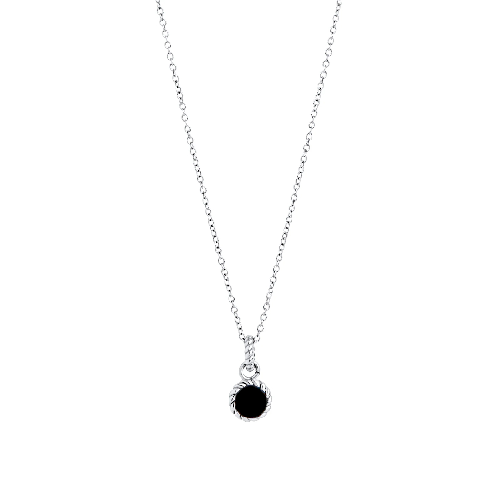 Pendentif Ines, acier inoxydable, émail noir