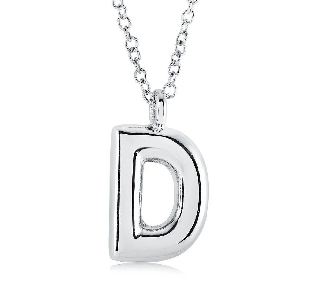 Pendentif lettre D, acier inoxydable