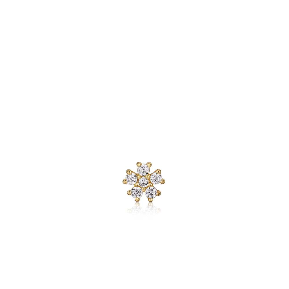 Boucle d'oreille fixe (seule) vissée en argent avec zircons - E035-10G - Ania Haie