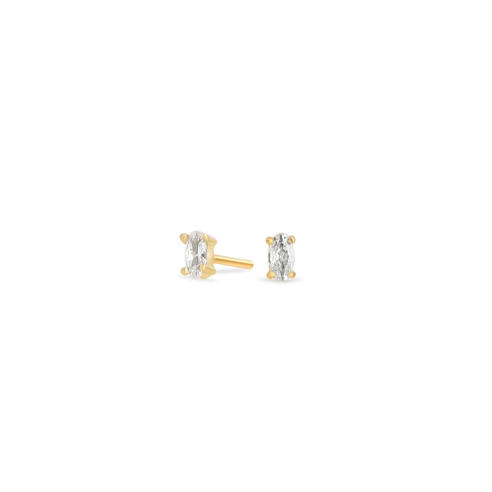 Boucles d'oreilles fixes Sienna, acier inoxydable, zircons incolores - T125E009DO - Mia