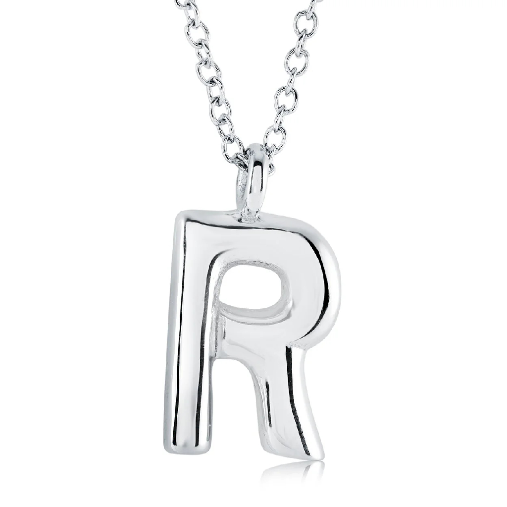 Pendentif lettre R, acier inoxydable