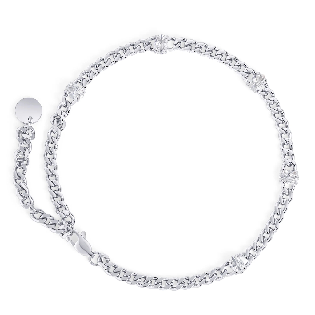 Chaîne de cheville Elysia, acier inoxydable, zircons incolores