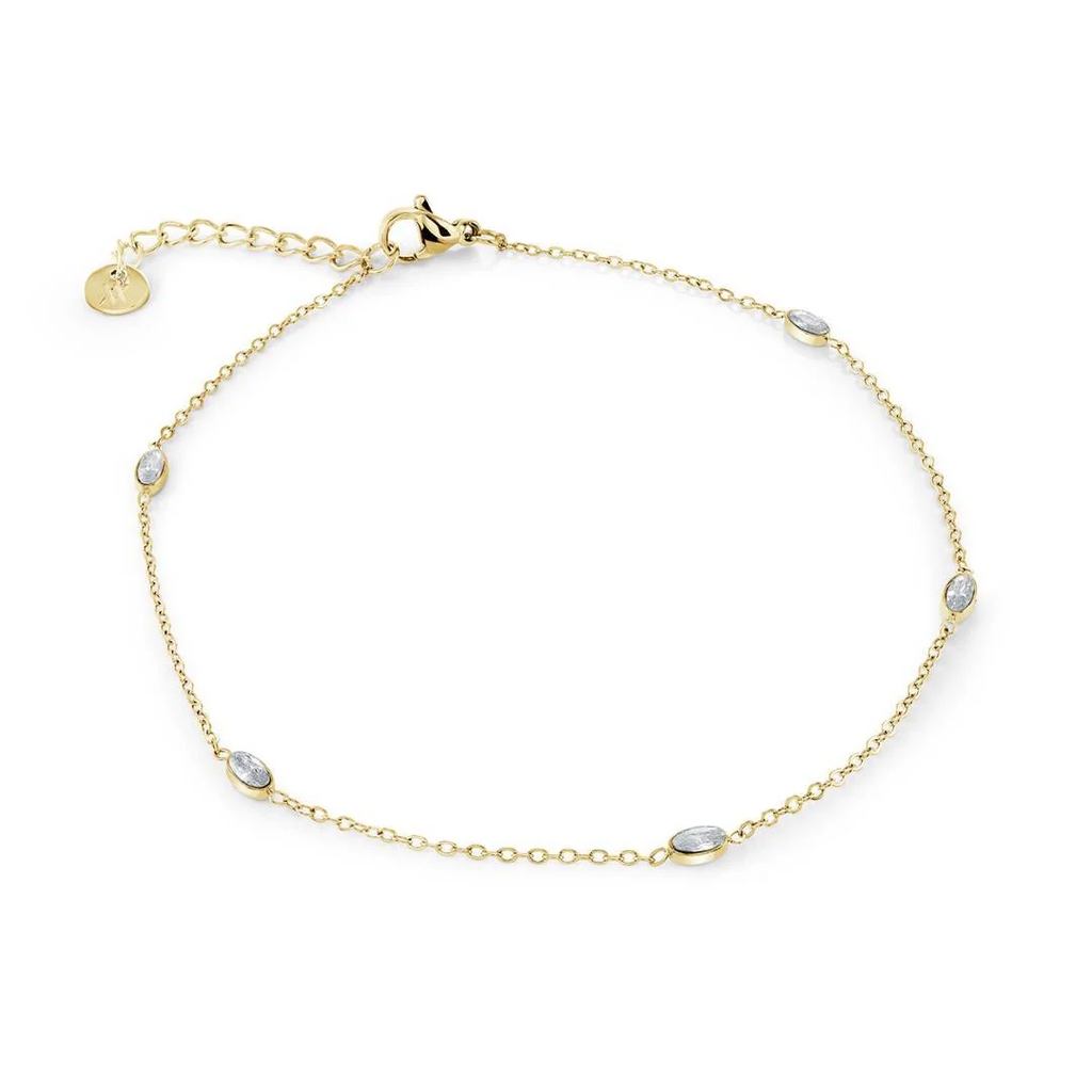 Bracelet acier inooxydable, zircons incolores