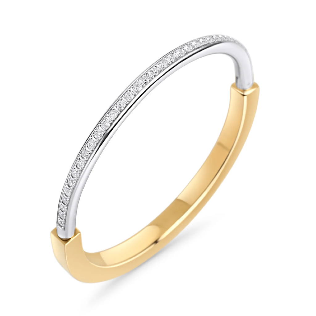 Bracelet rigide Peyton, acier inoxydable, zircons incolores