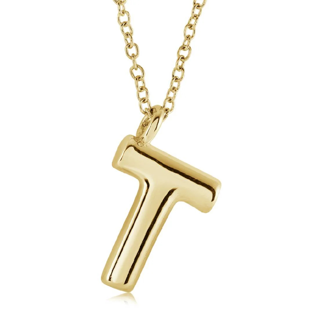 Pendentif lettre T, acier inoxydable