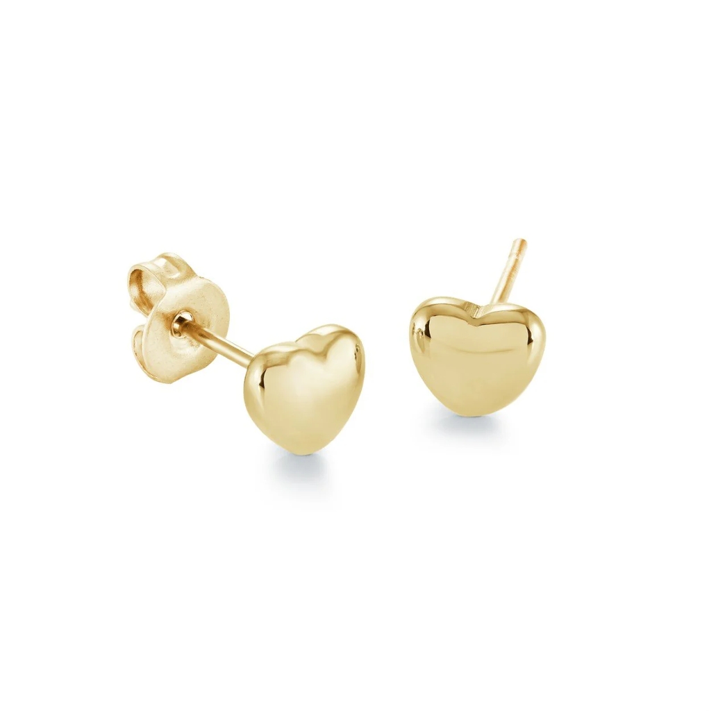Boucles d'oreilles fixes coeurs bombés, acier inoxydable