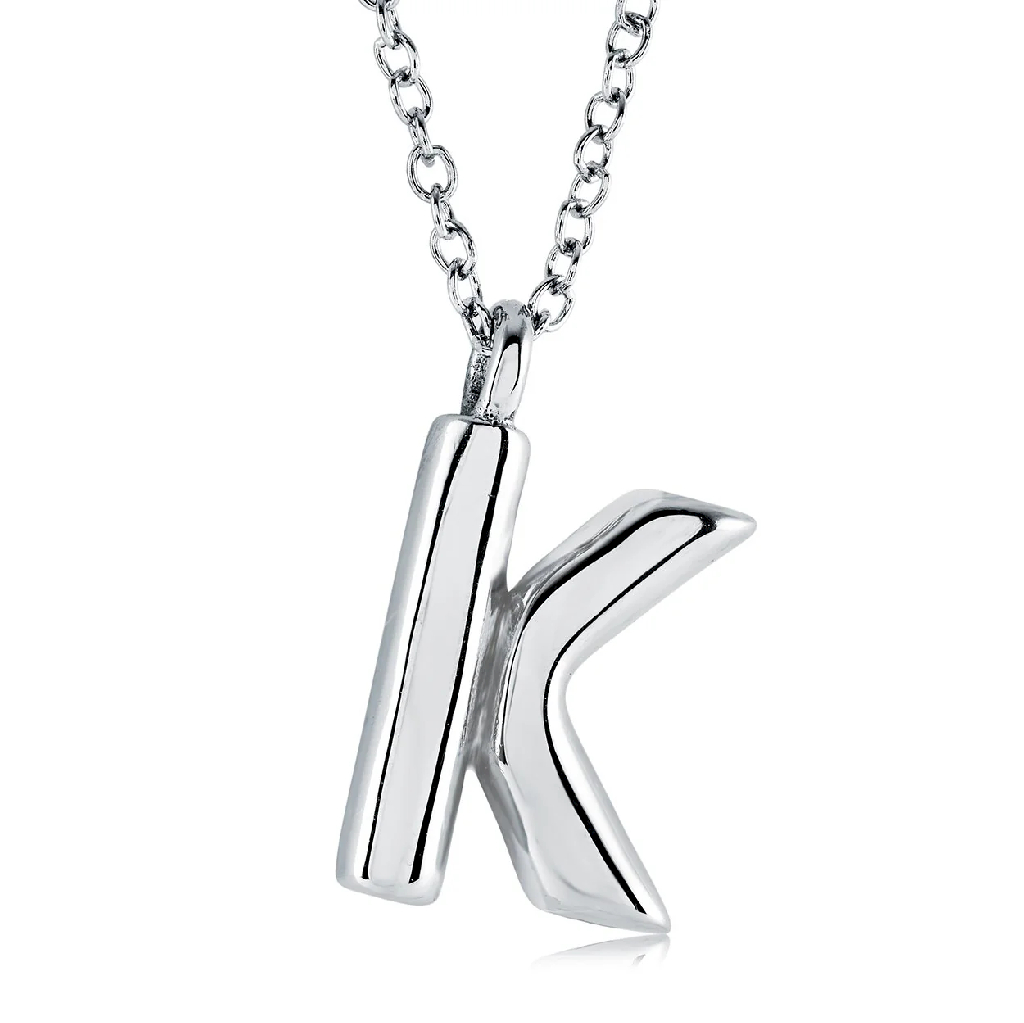Pendentif lettre K, acier inoxydable