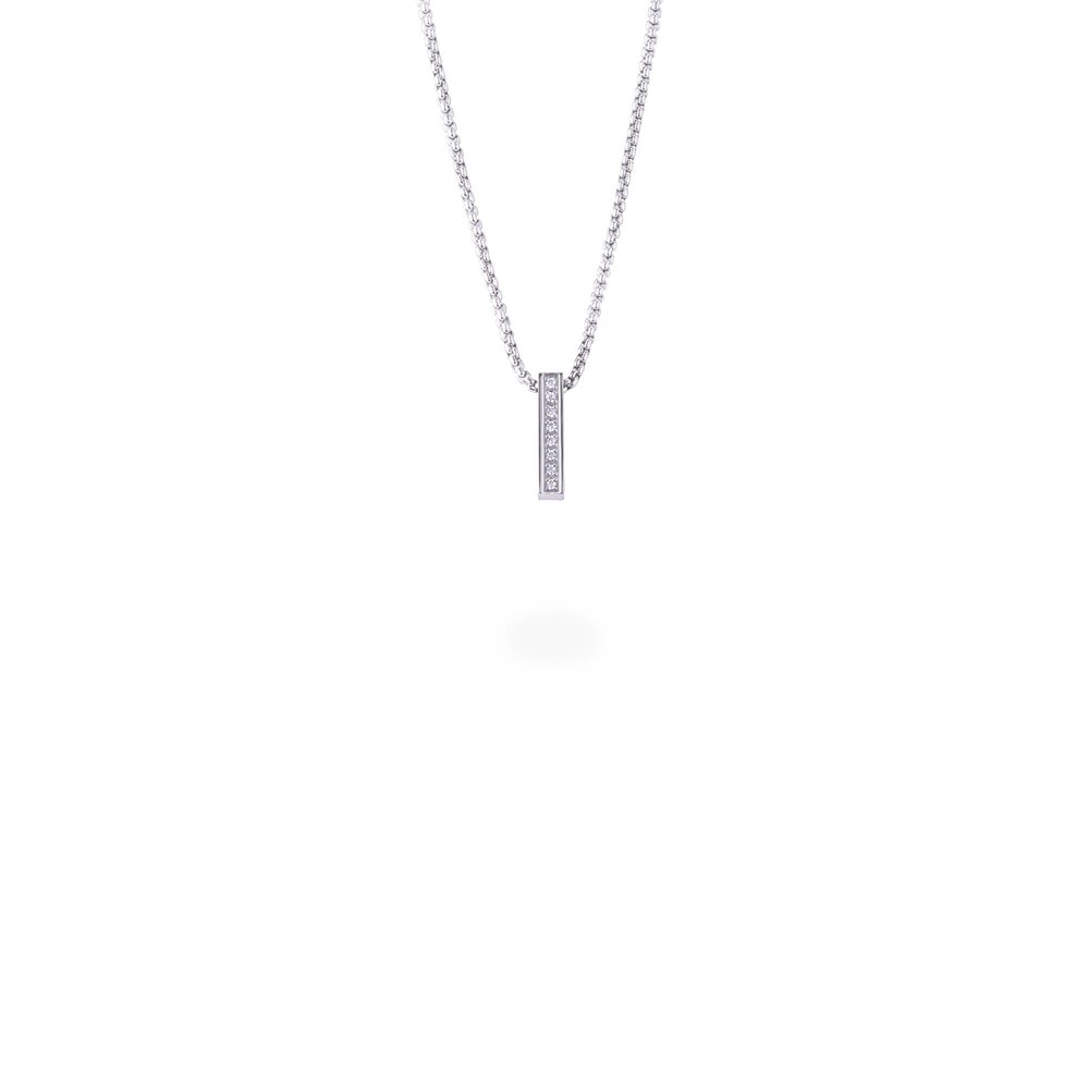 Collier barre, acier, zircons - T218P004AR - Mia