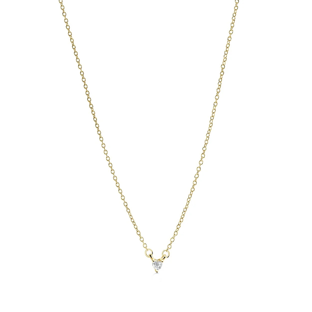 Stainless steel heart necklace, clear zirconia