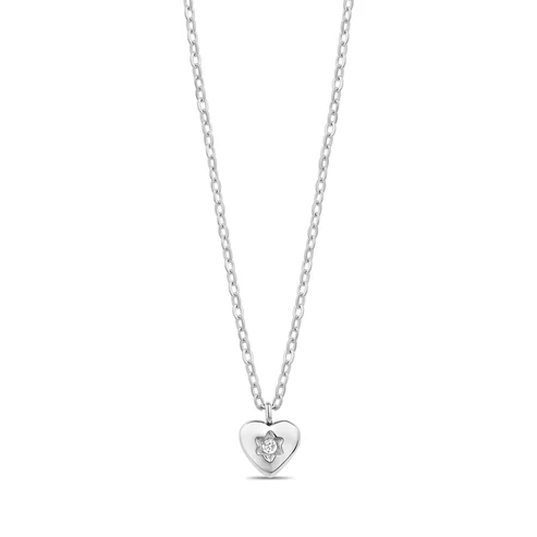 Pendentif coeur, acier inoxydable, zircon incolore - ZW-P76W-17 - Arz Steel