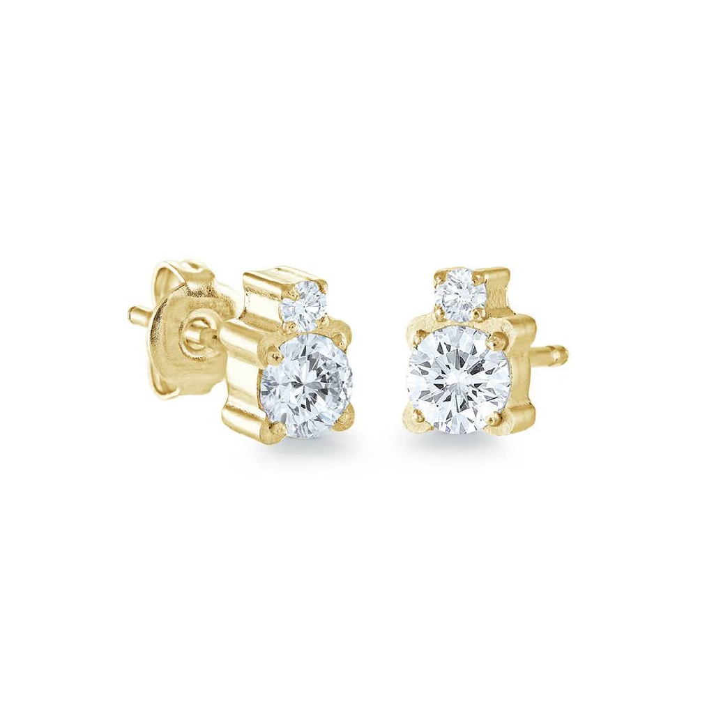 Boucles d'oreilles fixes acier inoxydable, zircons incolores Boucles d'oreilles fixes acier inoxydable, zircons incolores