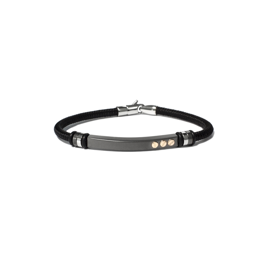 Bracelet nylon noir, acier 3 tons (noir/rose/blanc) - T1V0050280 - The Vault