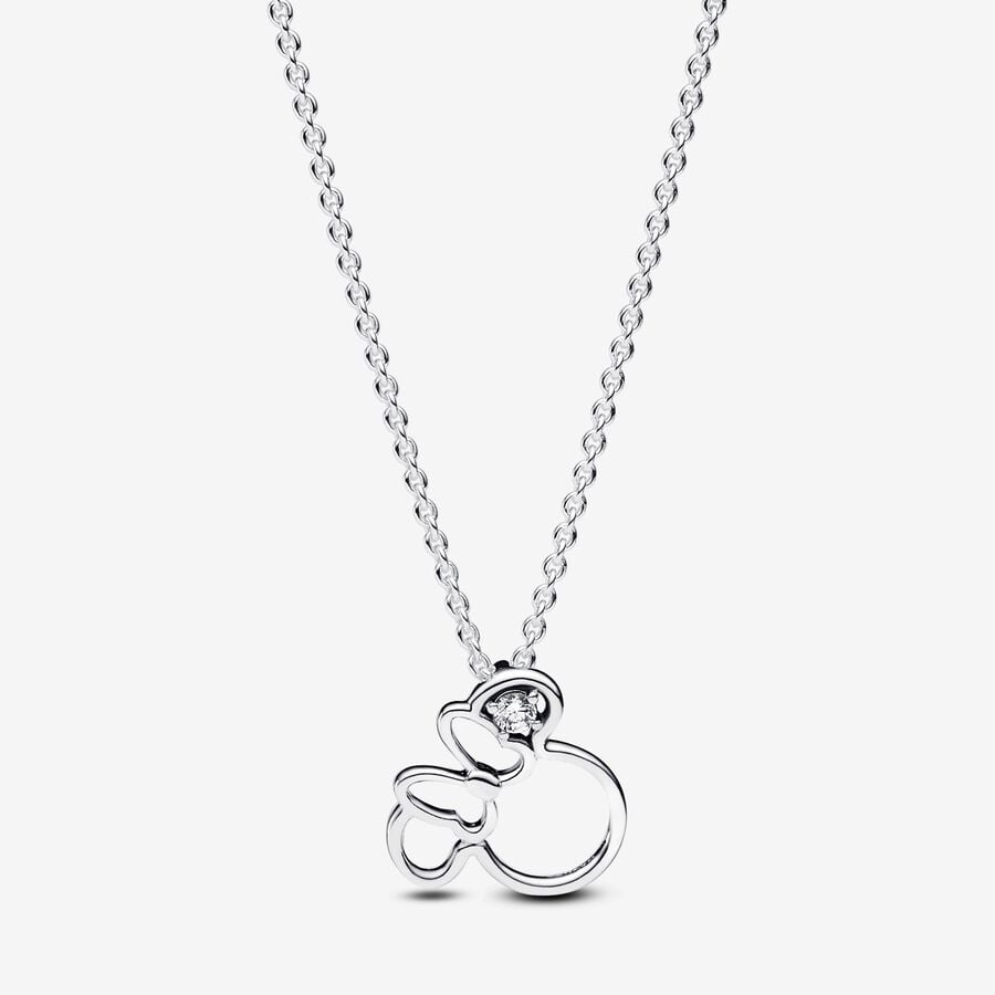 Collier Disney, silhouette de Minnie Mouse, argent, zircons - 393187C01-45 - Pandora