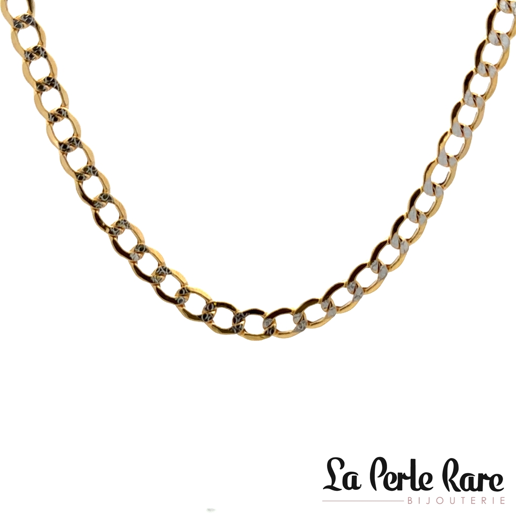 Chaîne gourmette, or 2 tons (jaune et blanc) 10 carats - LPR-2924-22 - Exclusivités
