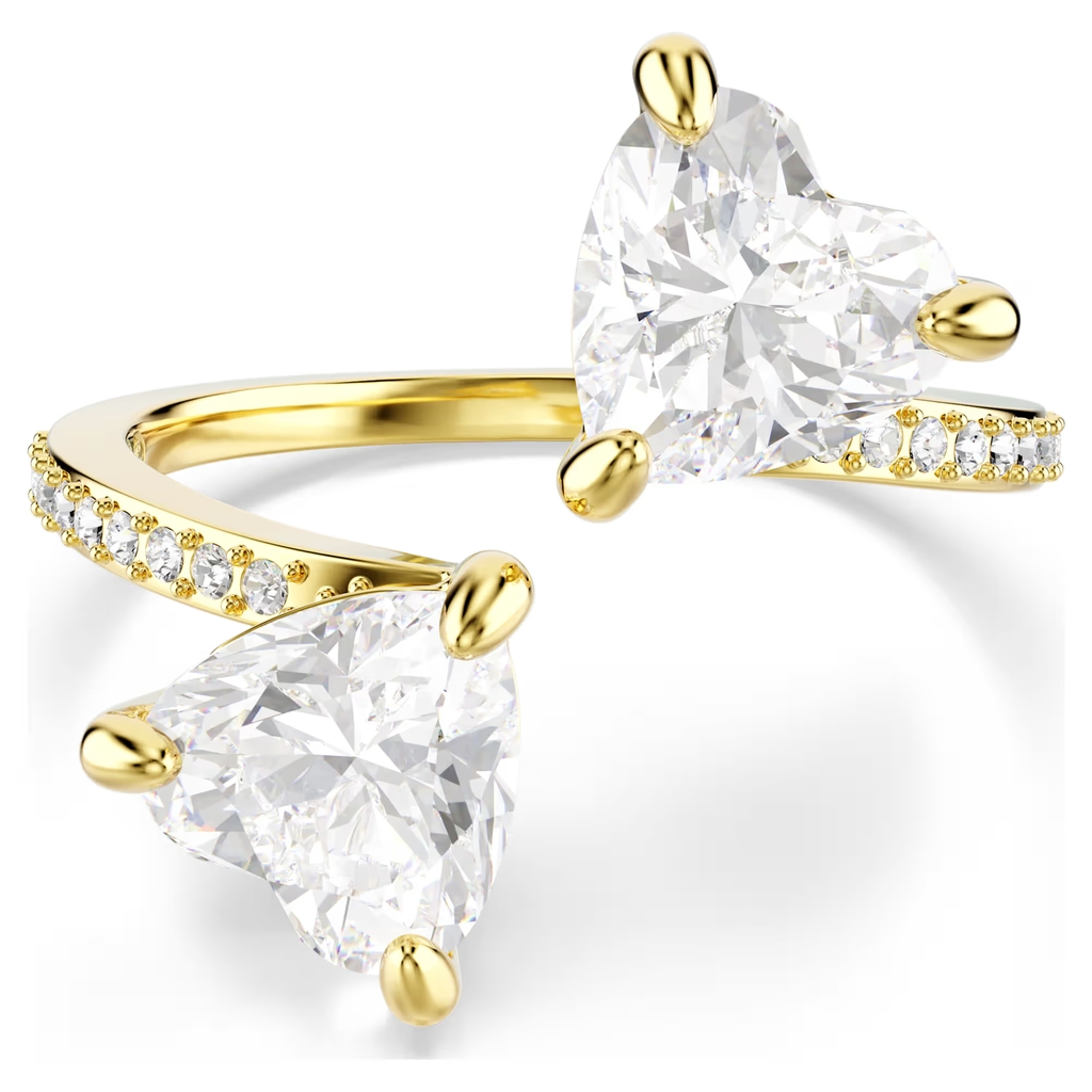 Bague ouverte coeurs, métal doré, cristaux incolores, grandeur: 55 - 5733477 - Swarovski