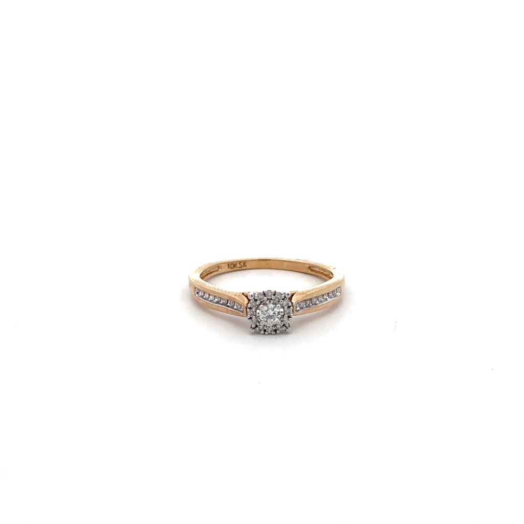 Bague solitaire, or 2 tons (jaune et blanc) 10 carats, 15 points de diamant total - SKR18296-15 - Exclusivités