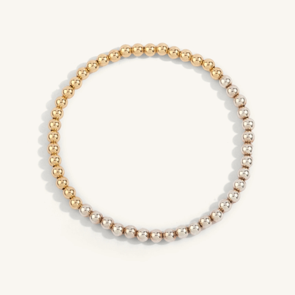 Bracelet extensible, métal doublé d'or 14 carats, argent, 4 millimètres