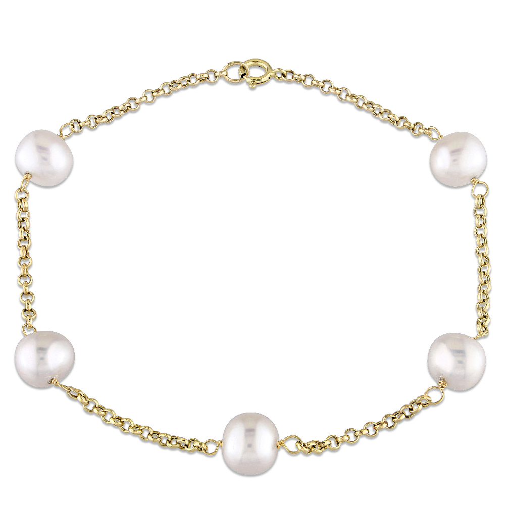 Bracelet perles 6.5-7 mm or jaune