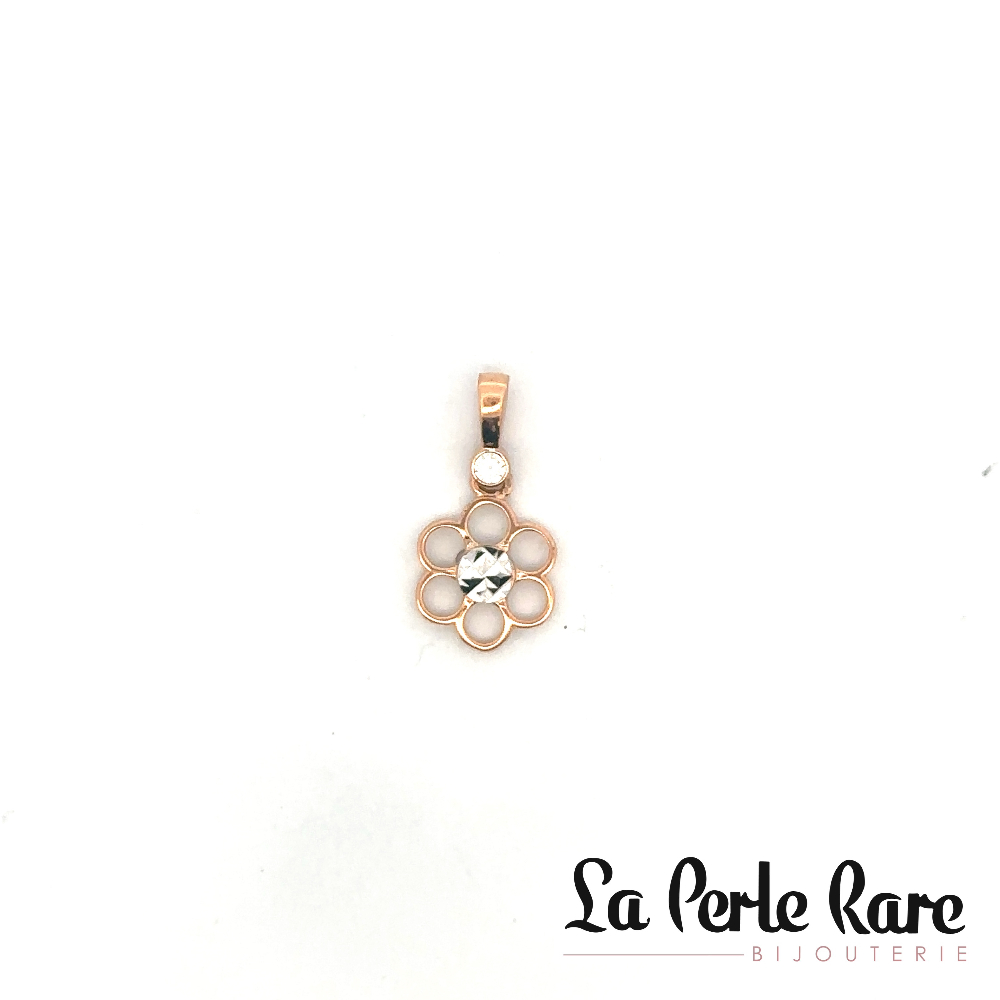 Pendentif fleur, or 2 tons (rose/blanc) 10 carats Pendentif fleur, or 2 tons (rose/blanc) 10 carats