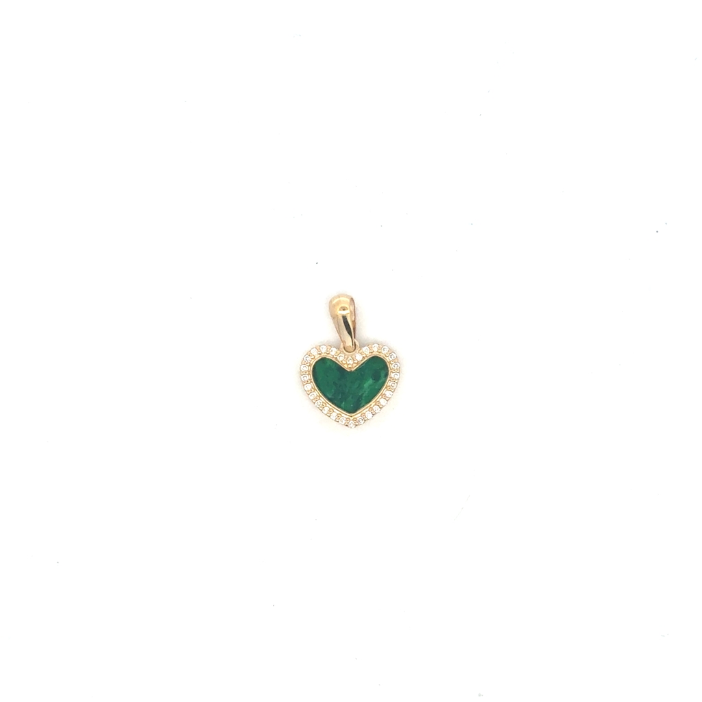 Pendentif coeur, or jaune 10 carats, malachite - 14014-MALACHITE - Exclusivités