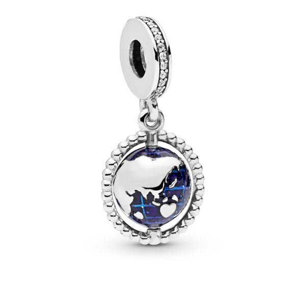 Bille tournoyante globe, émail bleu, cz incolores - 798021CZ - Pandora