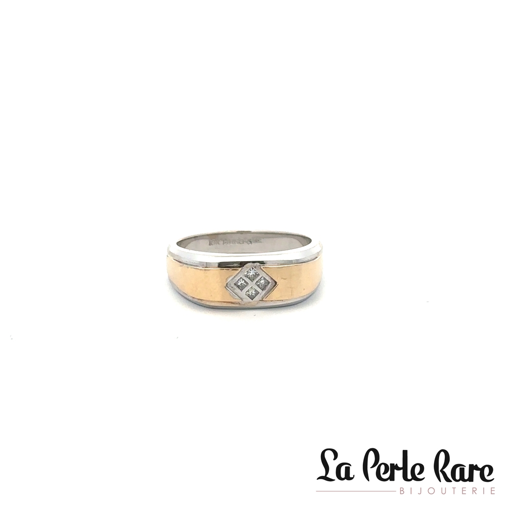 Bague or 2 tons (jaune/blanc), 8 pts dia tot - 61223 - Libman