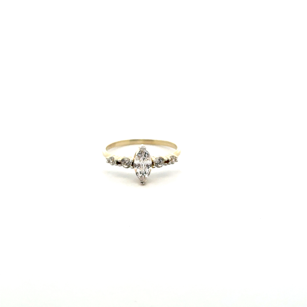 Bague or jaune 10 carats, zircons incolores - RSHR-173-J - Exclusivités