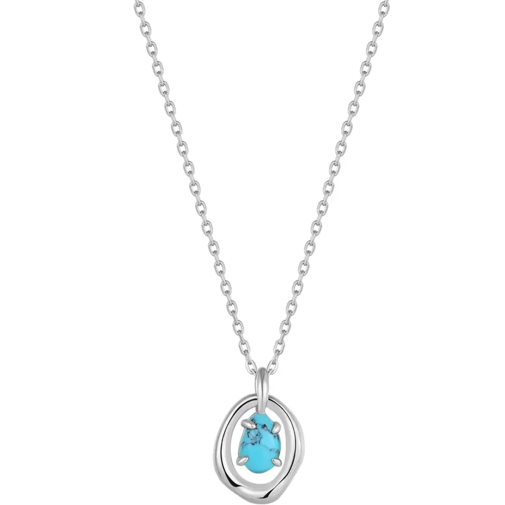 Pendentif argent rhodié, turquoise - N044-03H - Ania Haie