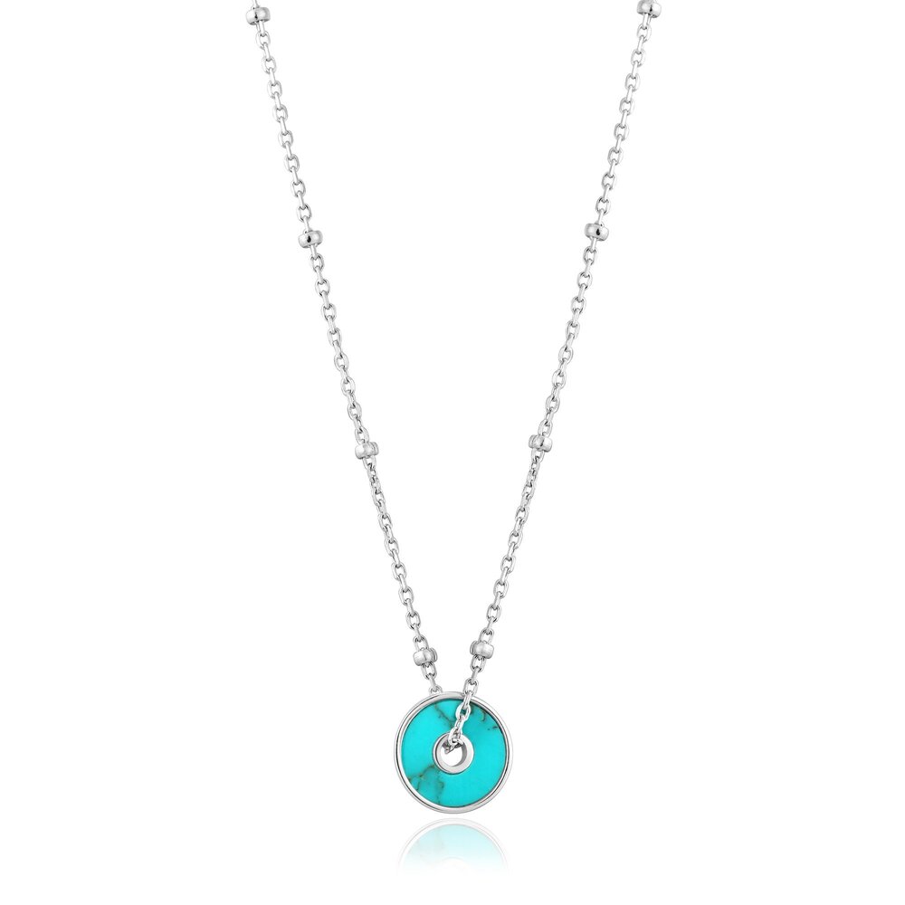 Pendentif argent rhodié, turquoise - N022-01H - Ania Haie