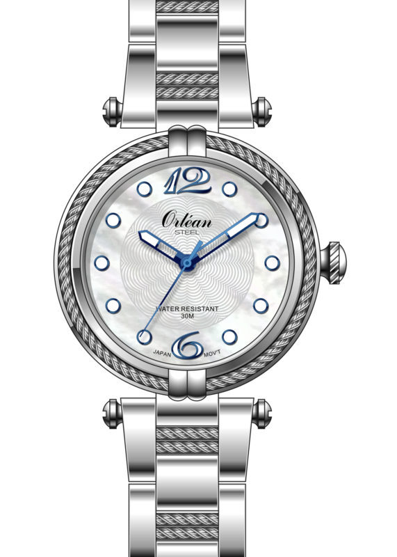 Montre acier, fond blanc - ME3559 - Orlean