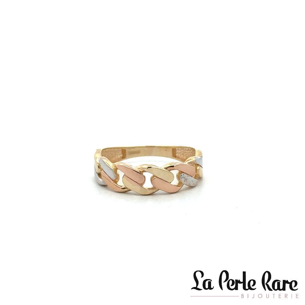 Bague gourmette, or 3 tons (jaune/blanc/rose) 10 carats - RD01-8424-3T - Exclusivités