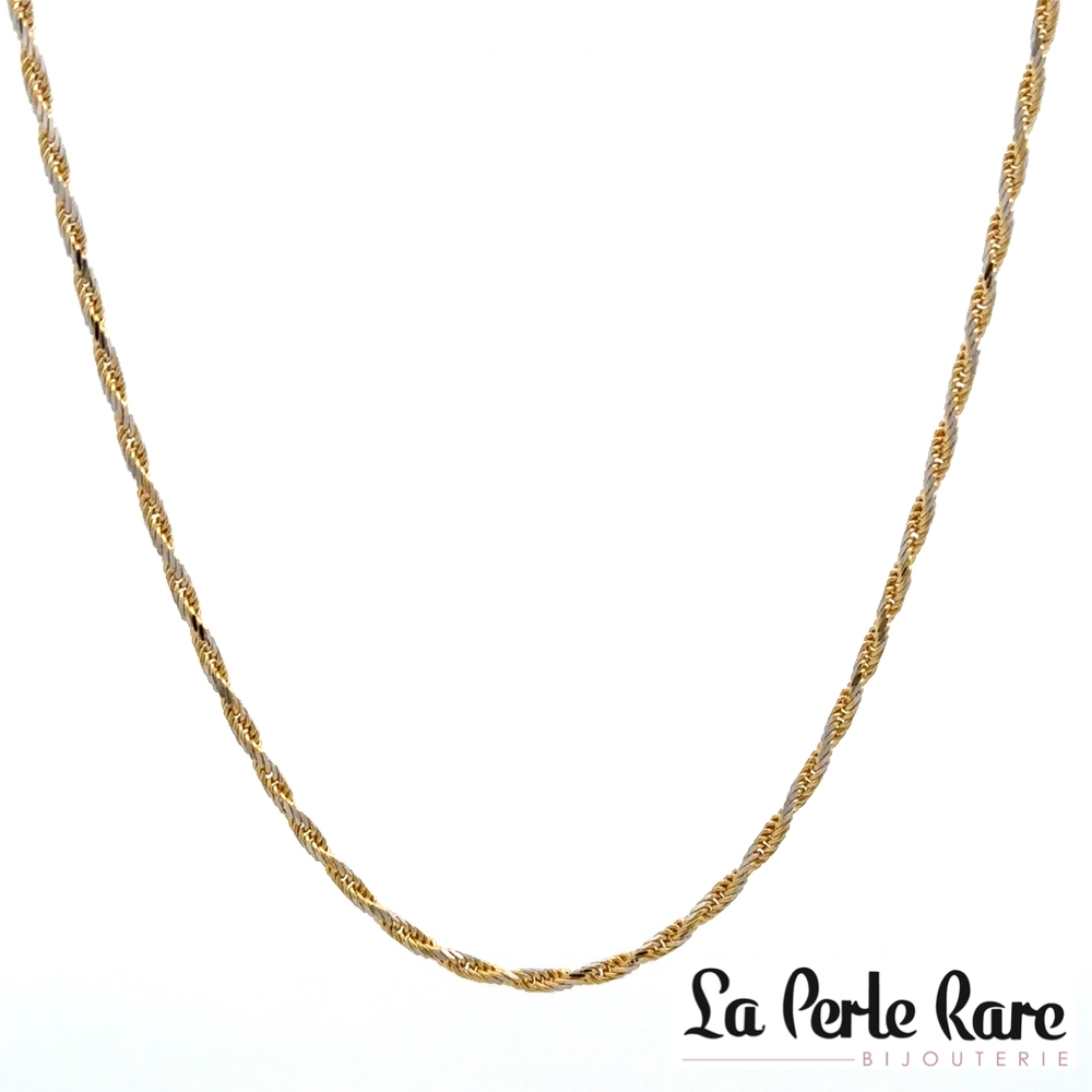 Chaîne torsade, or 2 tons (jaune et blanc) 10 carats - LPR-2821-16 - Exclusivité