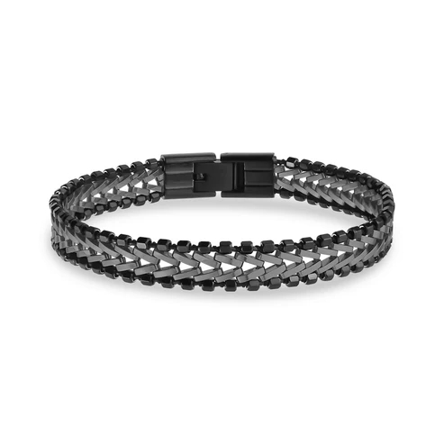 Bracelet acier inoxydable 2 tons (noir et blanc) - AS-B490-7.5 - Arz Steel