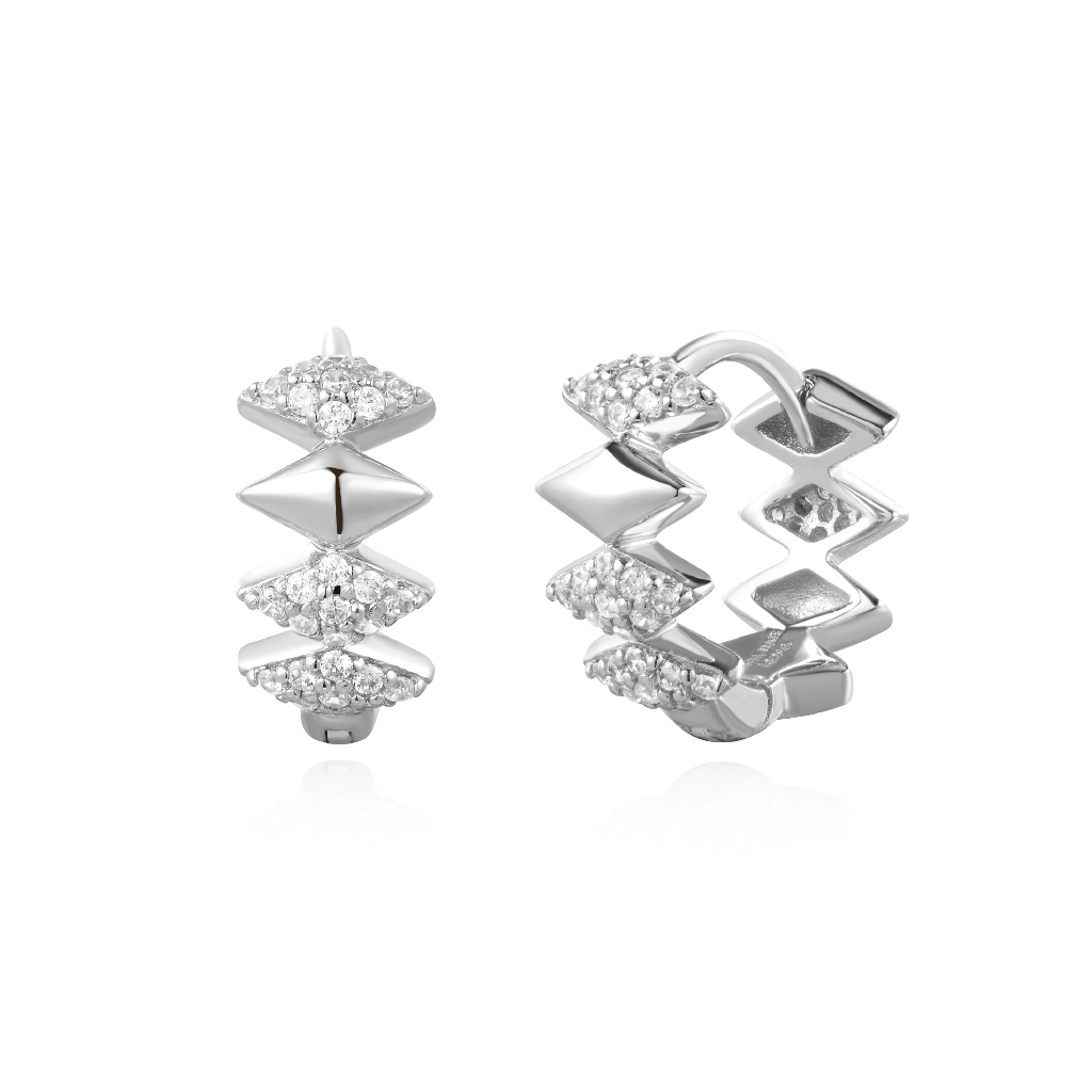 Anneaux argent sterling rhodié avec zircons