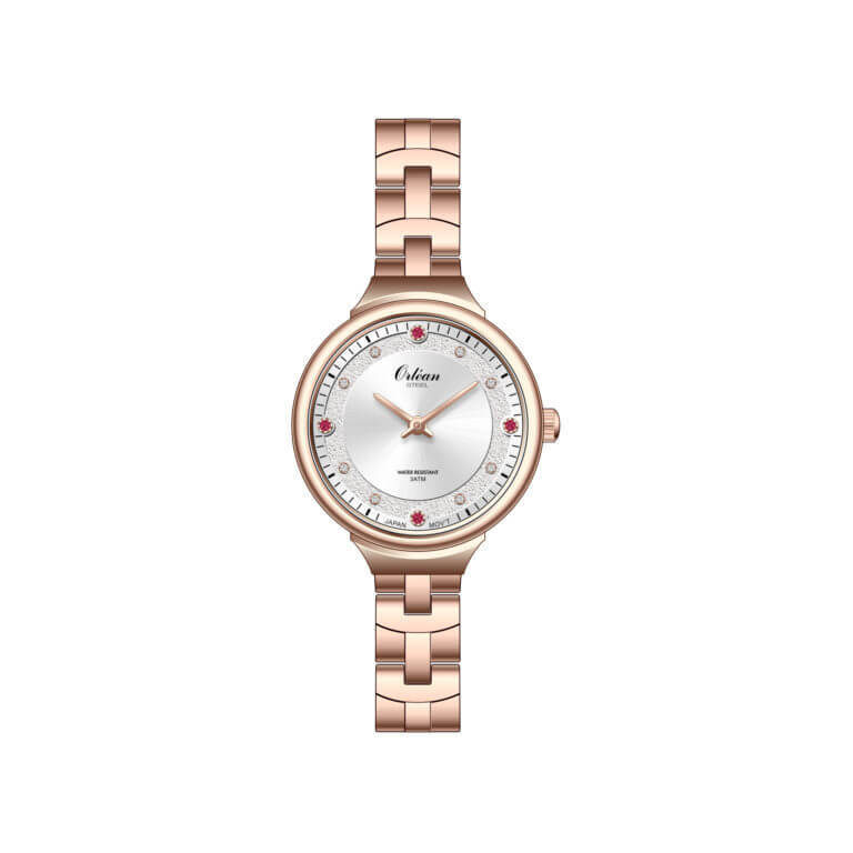 Montre femme acier rosé, carte de chiffre blanc Montre femme acier rosé, carte de chiffre blanc