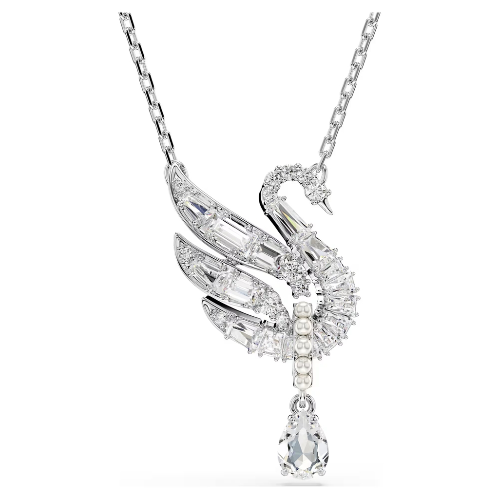 Pendentif cygne, métal rhodié, cristaux incolores - 5723387 - Swarovski
