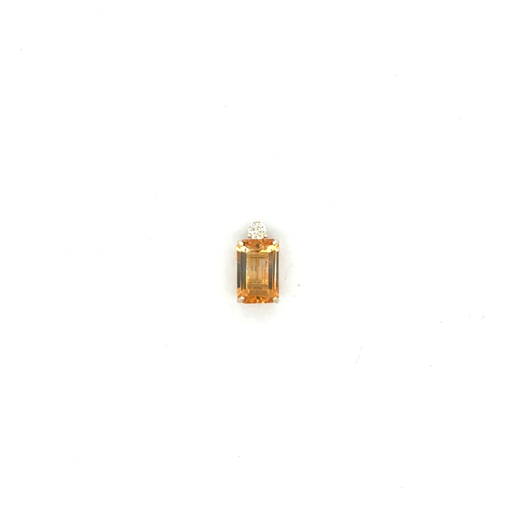 Pendentif or jaune 10 carats, citrine, 7 points de diamant total